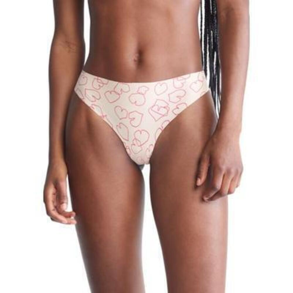 NWT Calvin Klein Women Underwear Invisible Print Thong, Brown, Medium